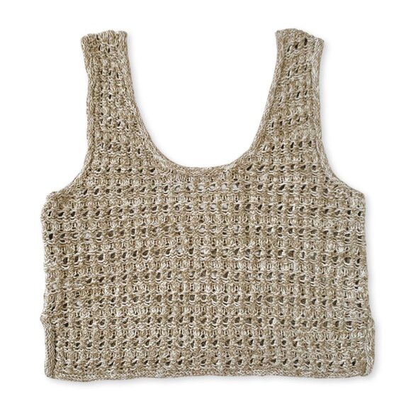Jeffrey Rogers Crochet Knit Beige Crop Top  Coastal Grandma Cowgirl Cottagecore - Picture 2 of 11